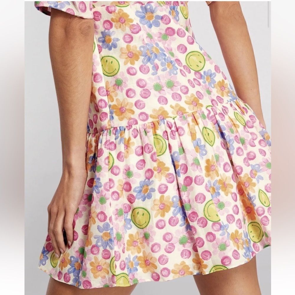 Sandro París Smiley Mini Dress Multicolored Short Sleeve Sz 34 US XS NWT - Picture 4 of 16